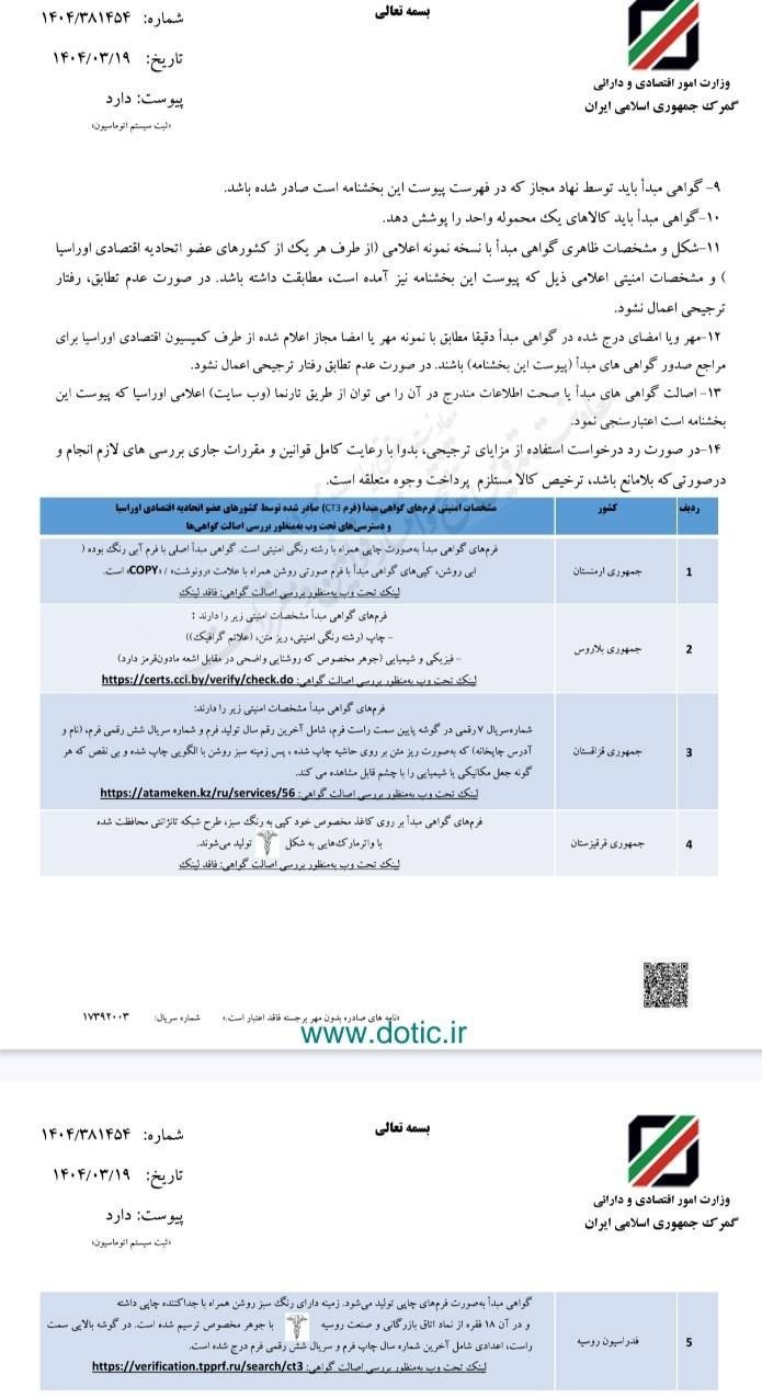 دستورالعمل رویه واردات در موافقتنامه تجارت ترجیحی اوراسیا